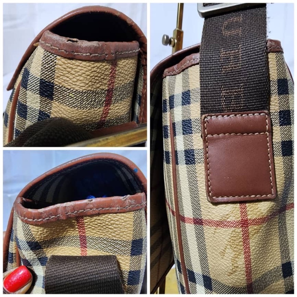 Burberry Beige Black Red Check Crossbody Bag - Picture 6 of 16
